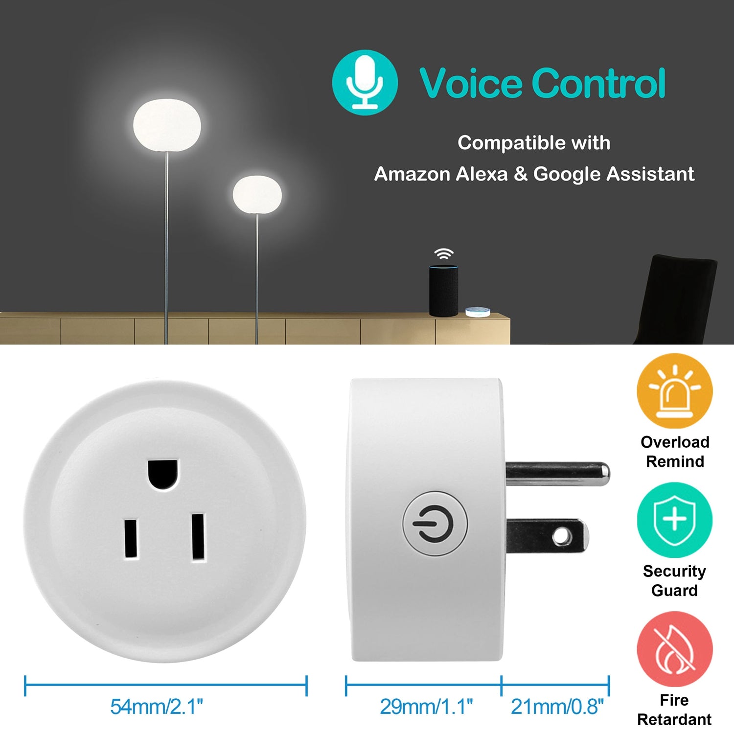 WiFi Smart Plug with App Remote Control & Voice Assistant Support