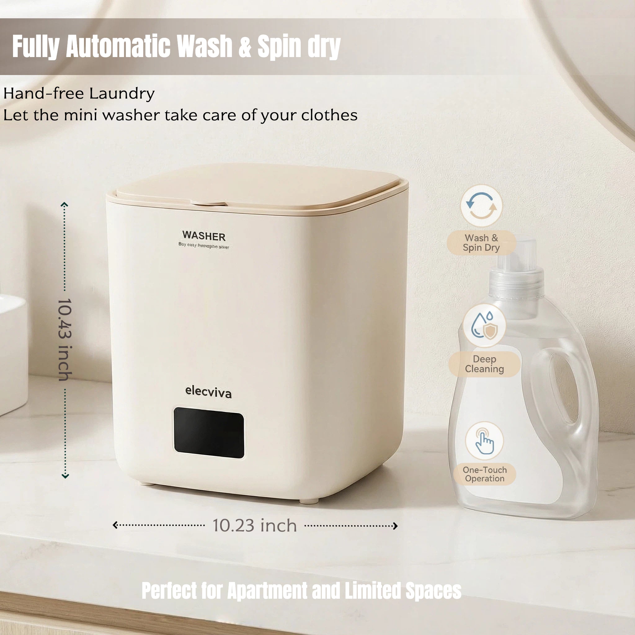 Smart Mini Washing Machine with Dryer Compact Portable Washer