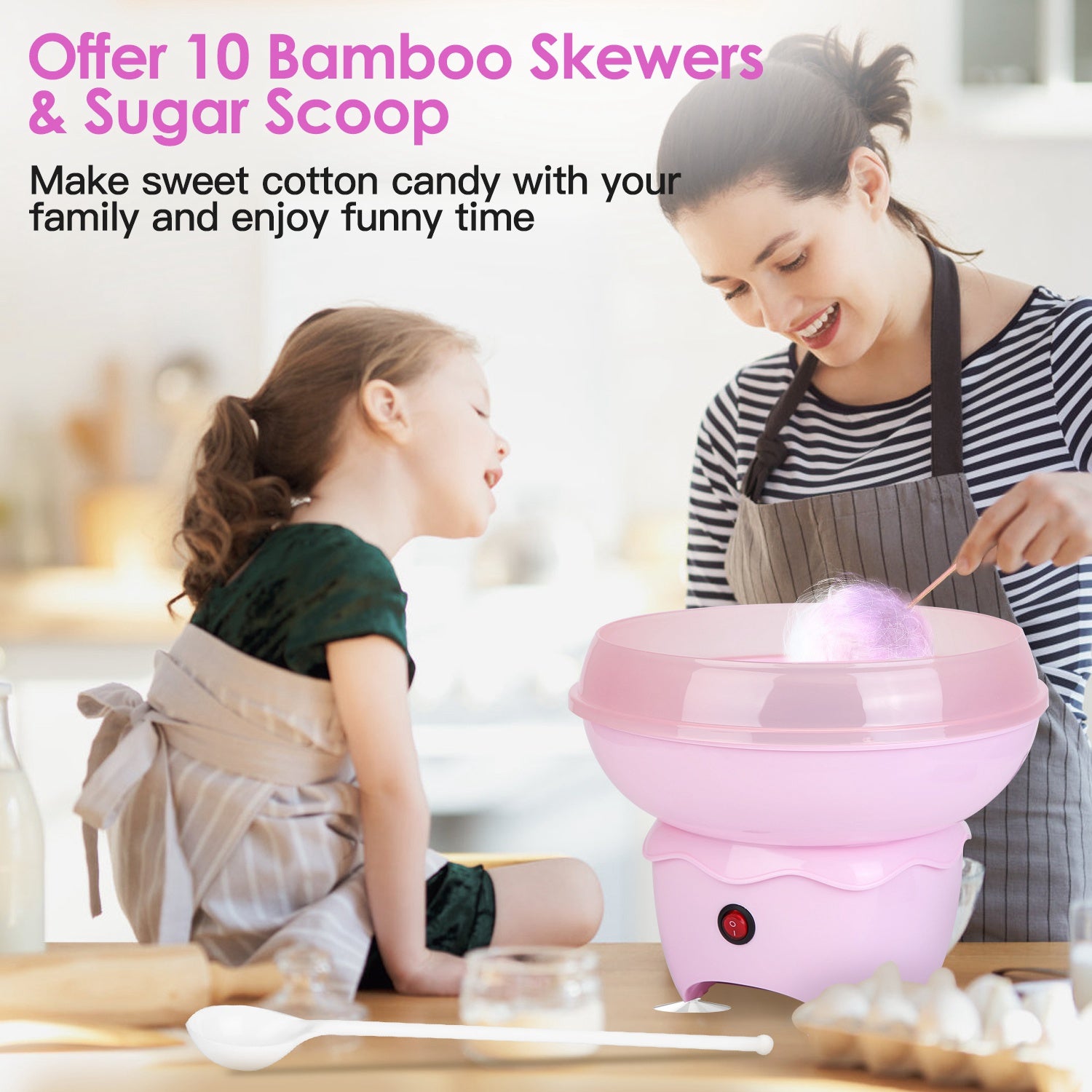Portable Cotton Candy Maker Electric Candy Machine for Kids Fun