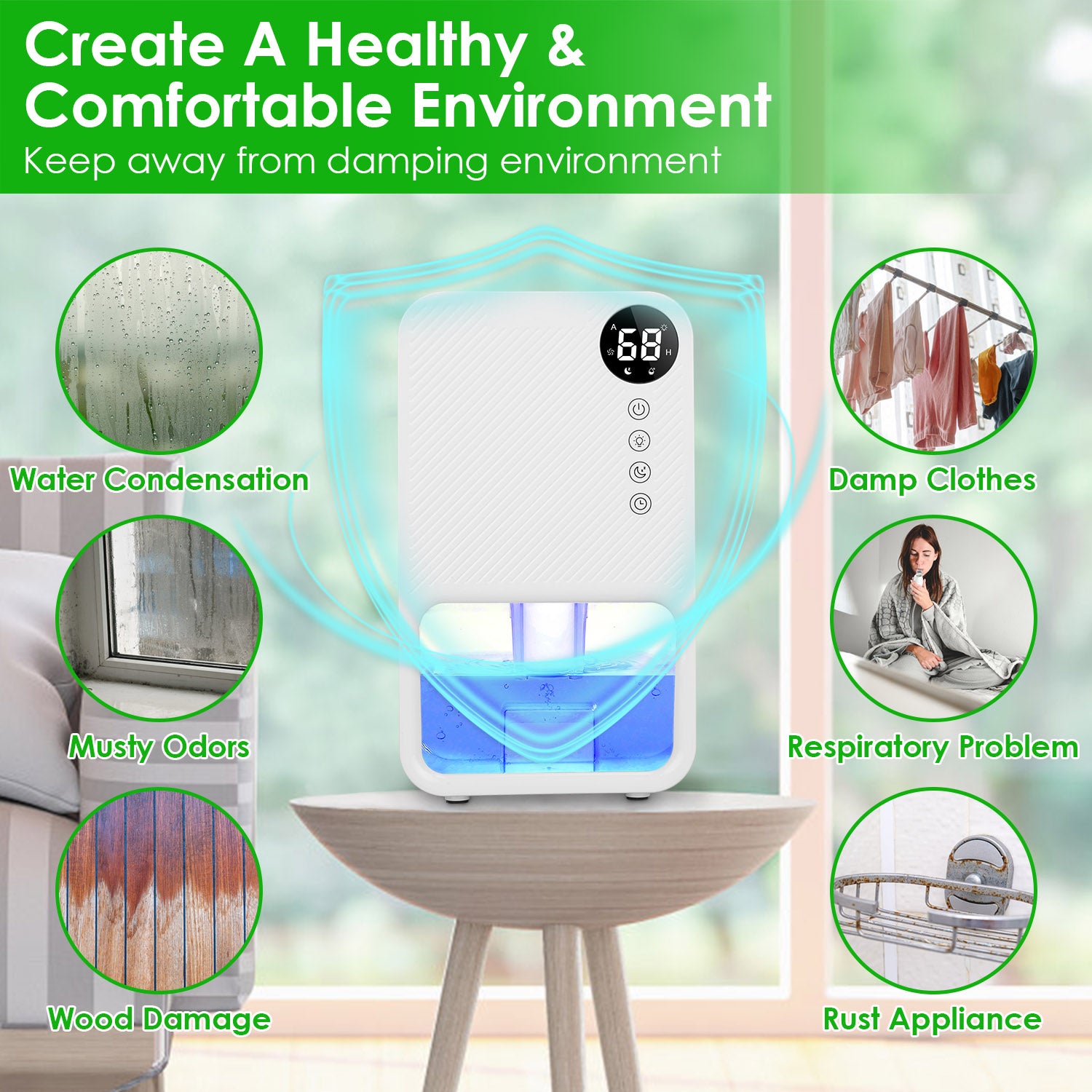 Powerful Portable Dehumidifier Quiet Smart Home Air Dryer