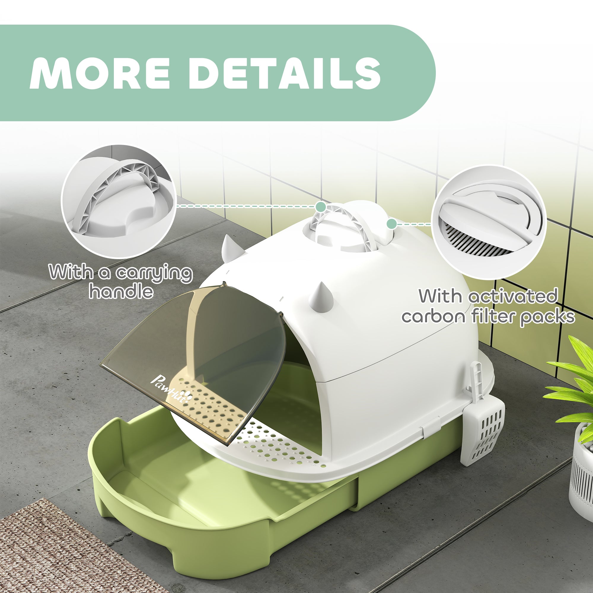 Premium Covered Cat Litter Box with Lid Scoop Odor Control