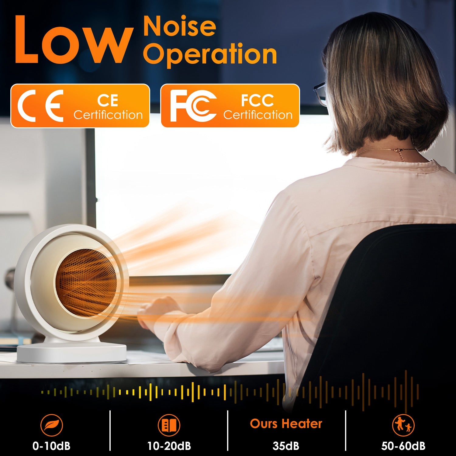 380W Space Heater Portable Desktop Electric Heater Fast Heating Safe Home Office Use