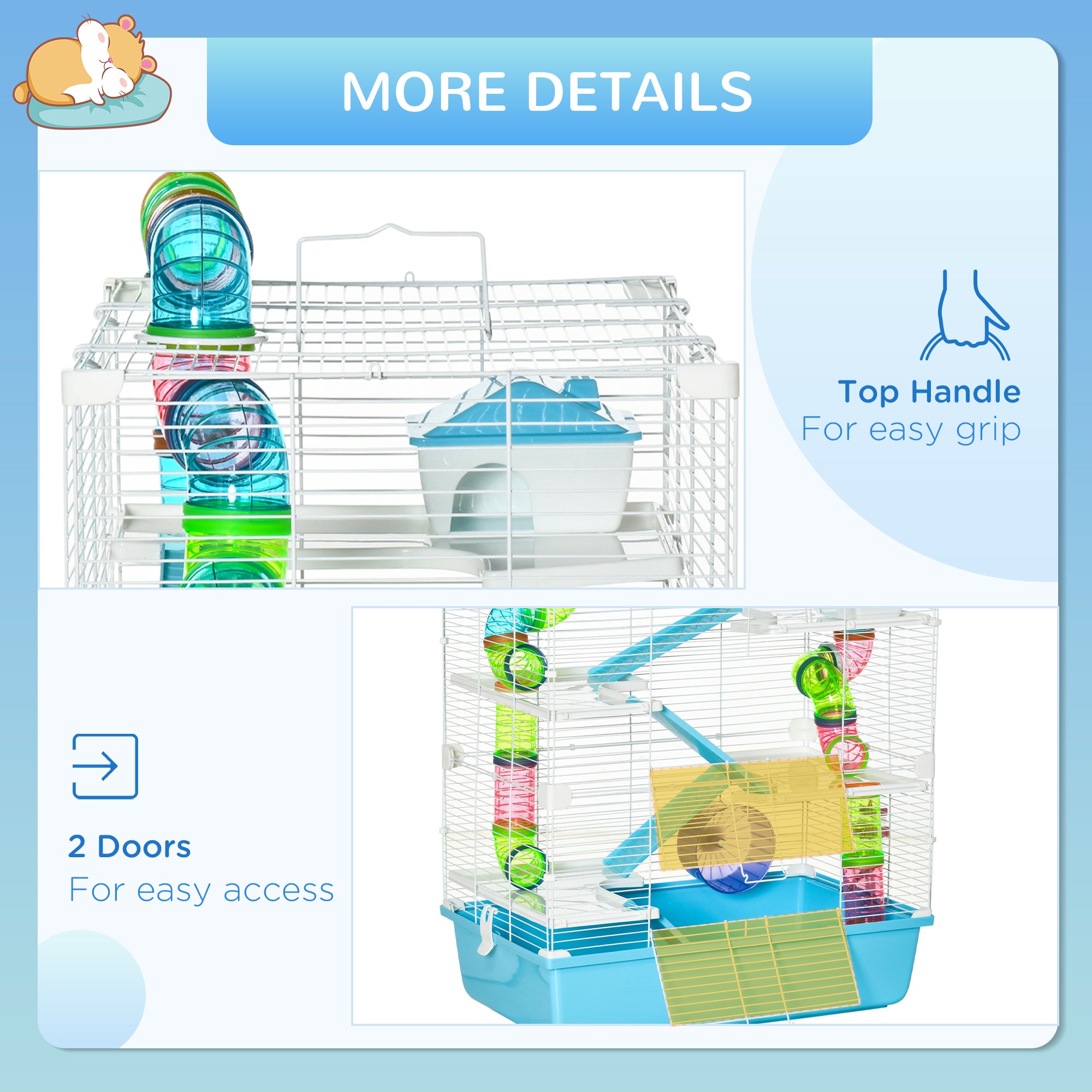 Premium Multi Level Hamster Cage with Tunnels and Accessories