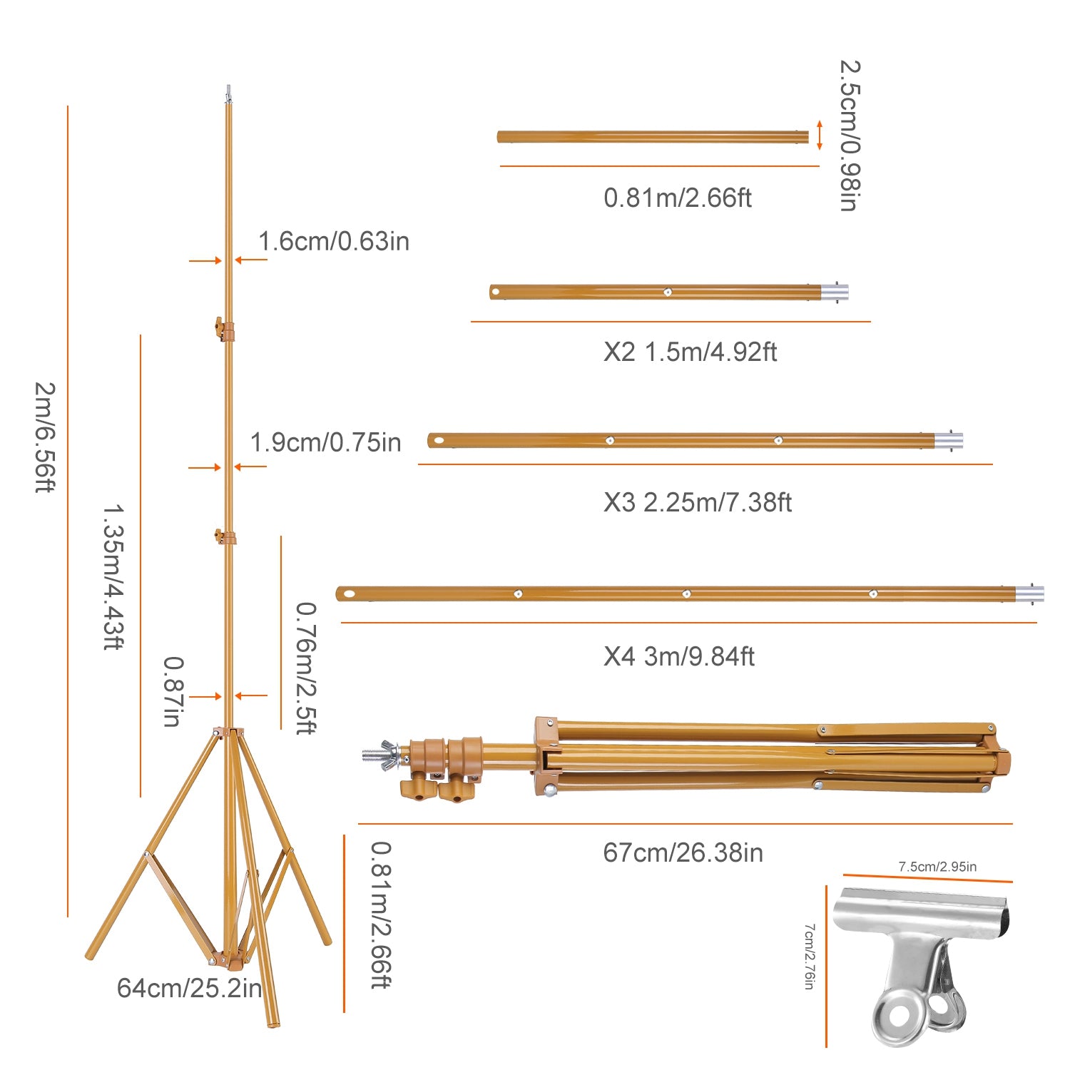 Adjustable Photography Backdrop Stand 10ft Support System