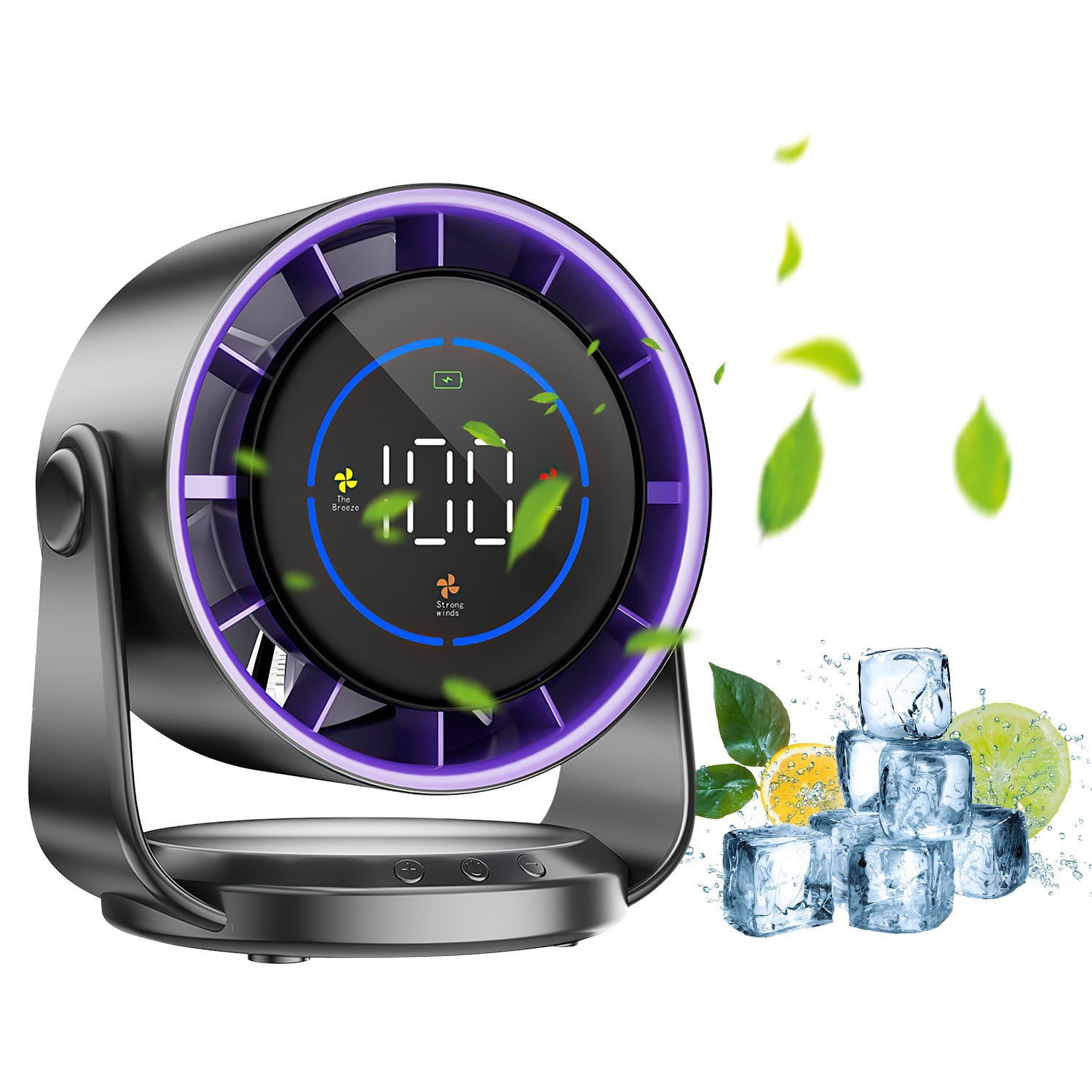 Rechargeable Desk Fan with 100 Speeds Wall Mount Design