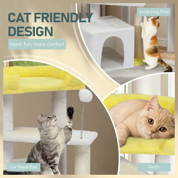 Multi-Level Cat Tower with Scratching Post & Cozy Condo – Padded Cat Tree for Indoor Cats