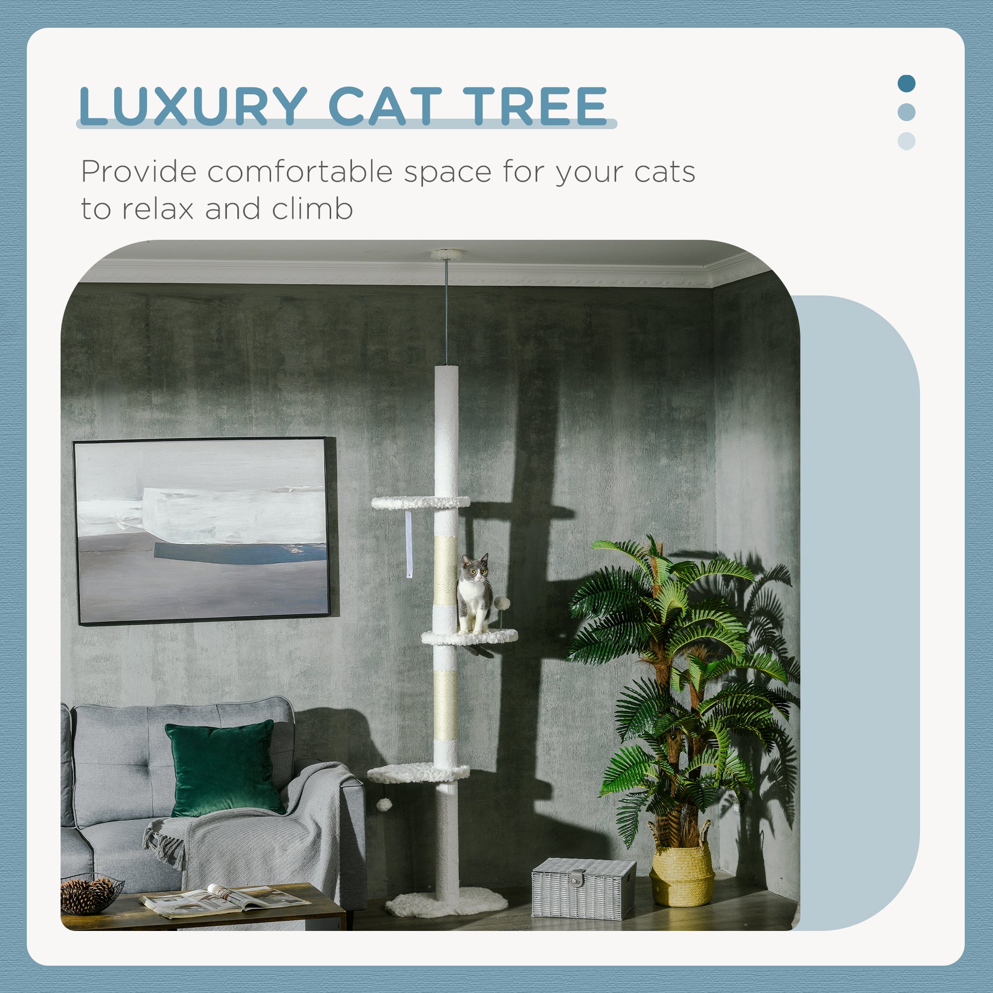 8.4-Foot Floor to Ceiling Cat Tree – Adjustable Multi-Level Cat Tower with Scratching Posts