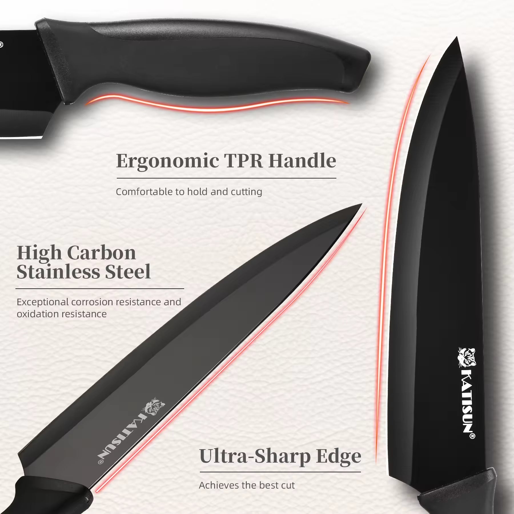 15 Piece Kitchen Knife Set Color Coded With Sharpener Ergonomic Handle