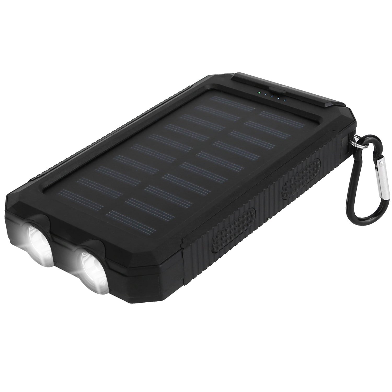 Solar Power Bank Dual USB Outdoor Charger with LED and Compass