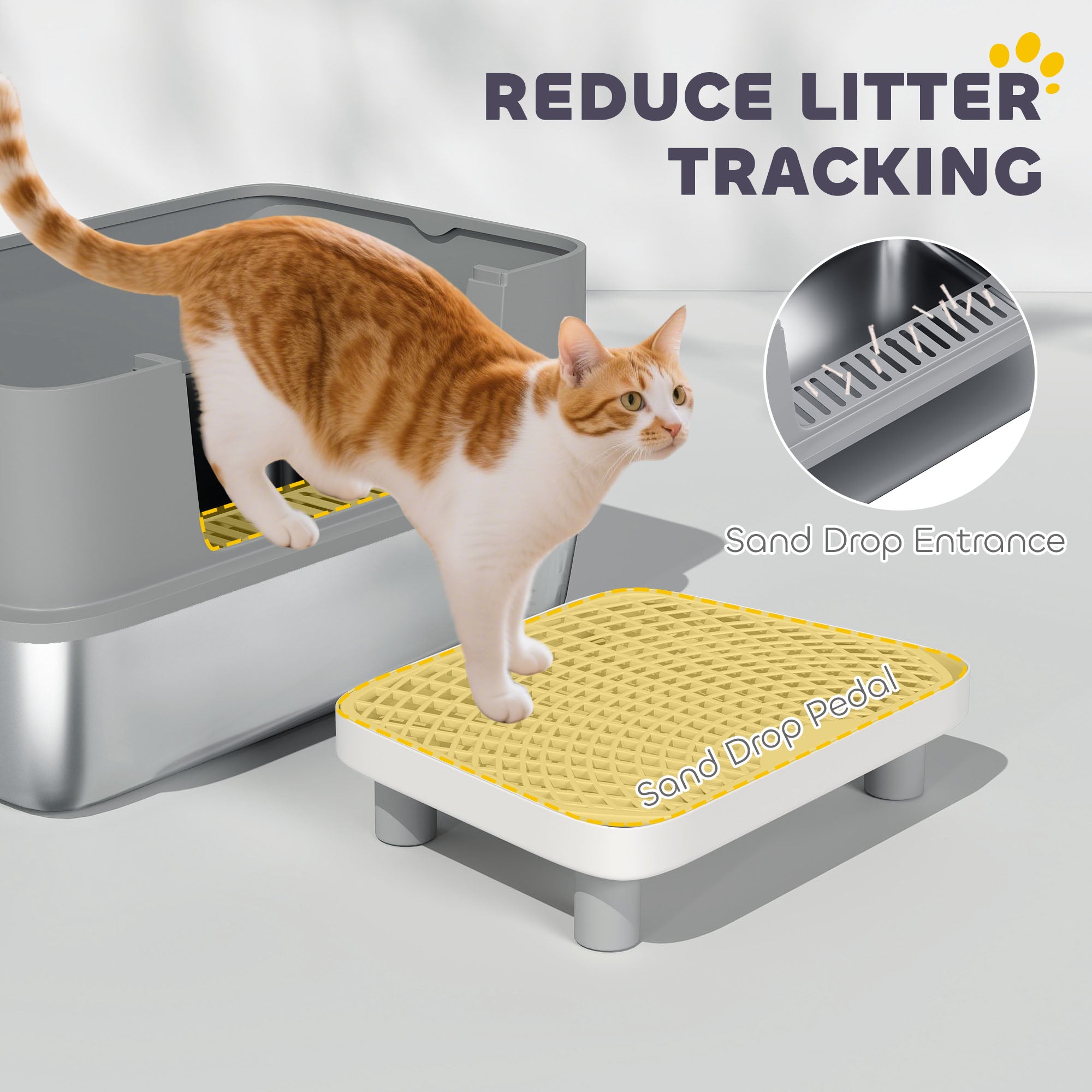Premium Stainless Steel Cat Litter Box High Sides with Scoop