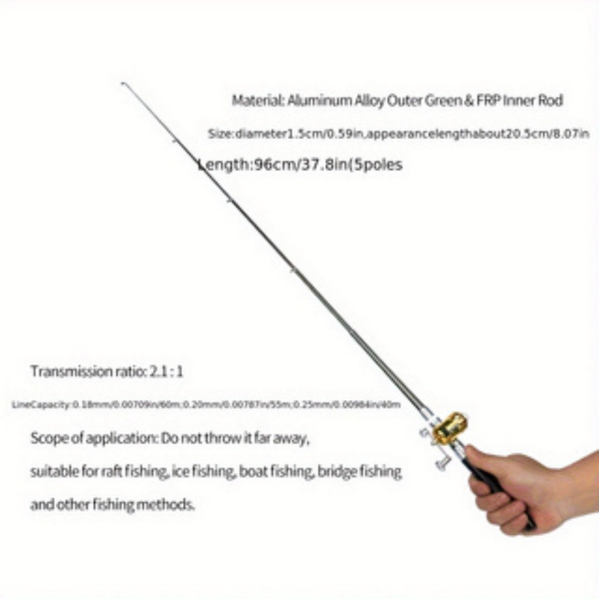 METABEST Aluminum Pen Fishing Rod Compact Pocket Travel Pole