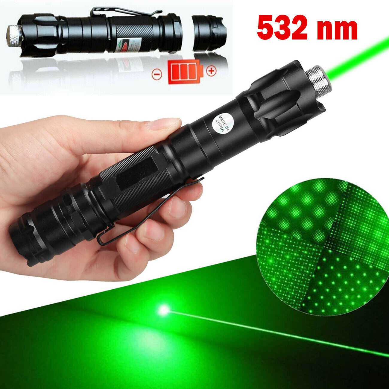 Ultra Bright Green Laser Pointer USB Rechargeable Pen Beam