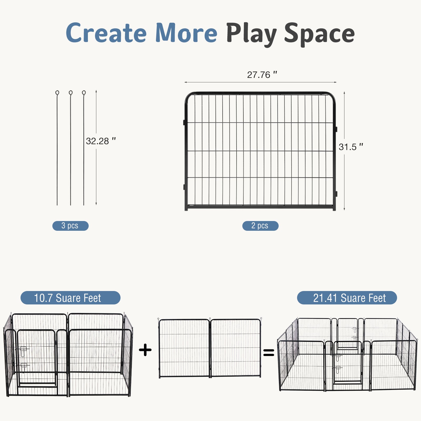 Foldable Metal Pet Fence with Door – Outdoor Playpen for Small, Medium & Large Dogs