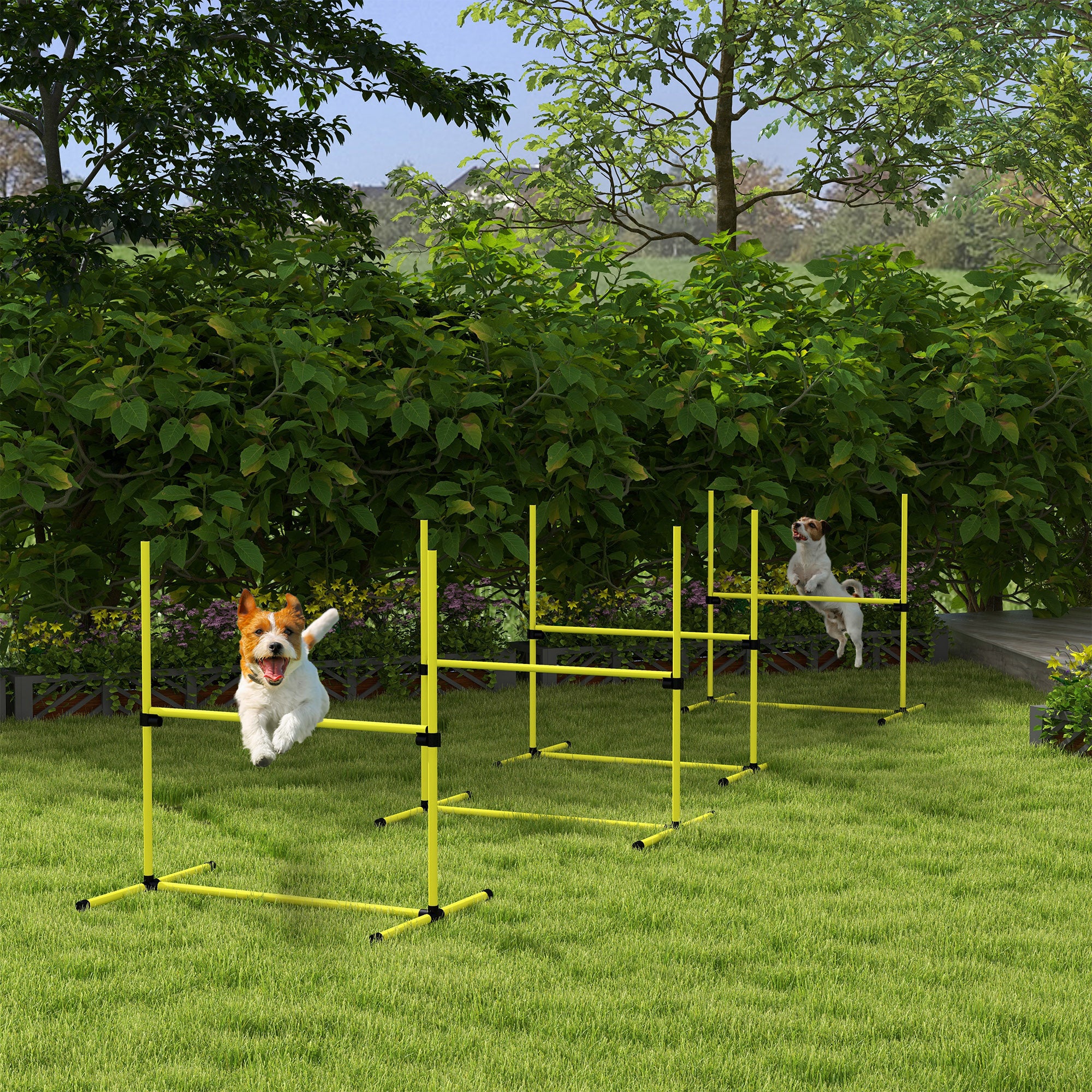 4-Piece Dog Agility Training Set – Adjustable Jump Bars with Portable Carry Bag