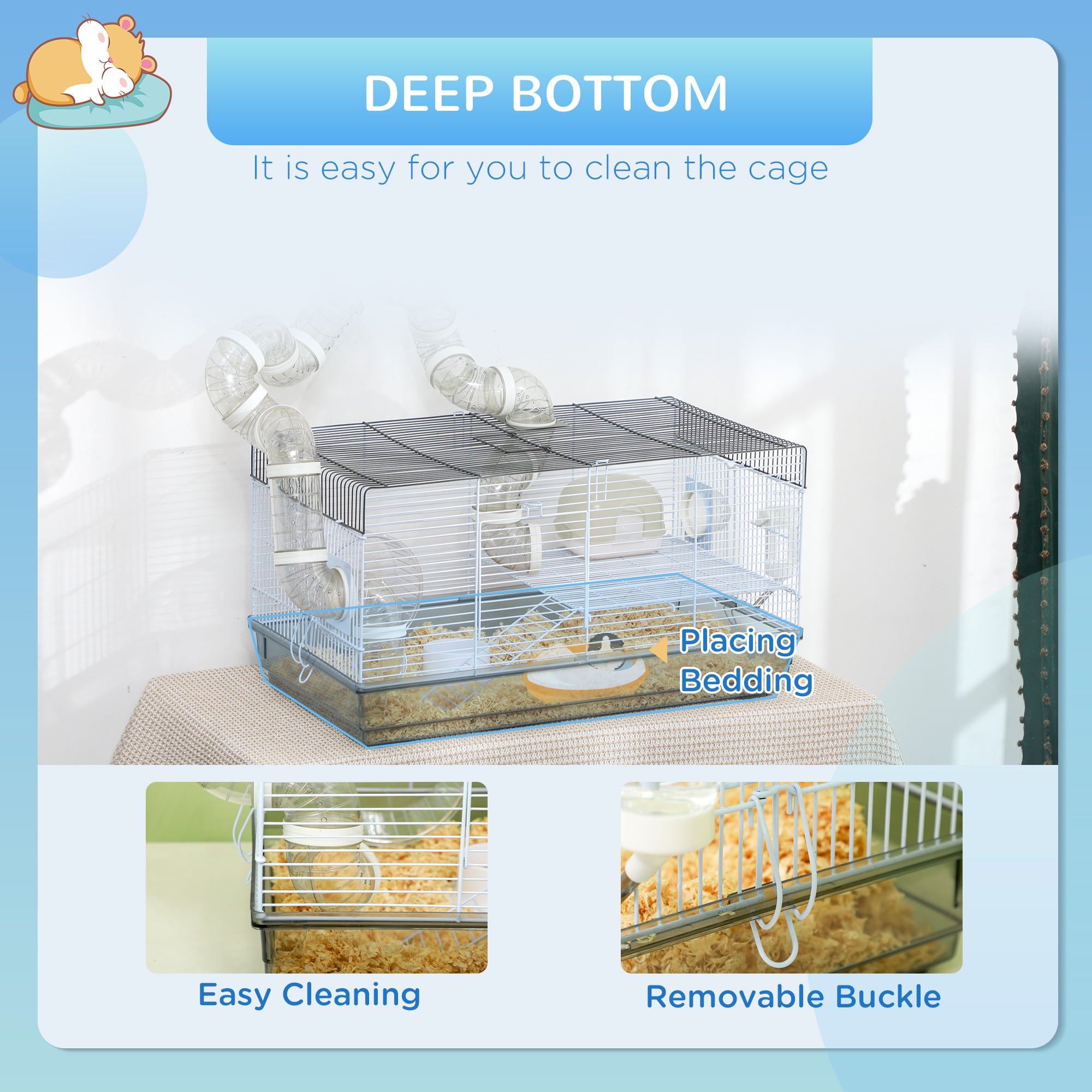 Premium Small Animal Cage with Tubes Wheel Bottle and Dish