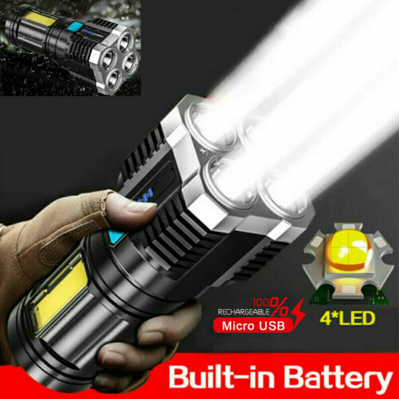Tactical LED Flashlight USB Rechargeable Super Bright Torch