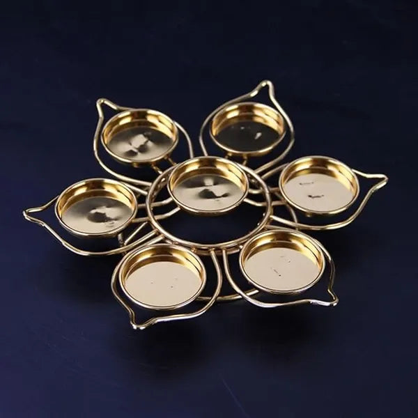 Gold Lotus Candle Holder Tea Light Flower Decorative Lamp