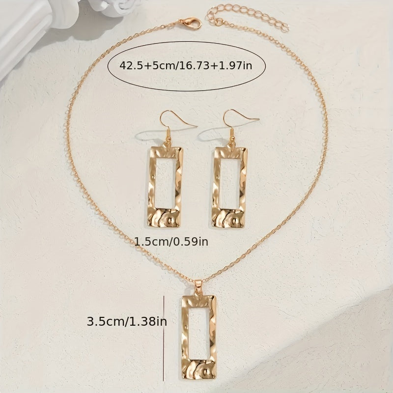Luxury Hammered Geometric Jewelry Set – Eco Chic Necklace Set
