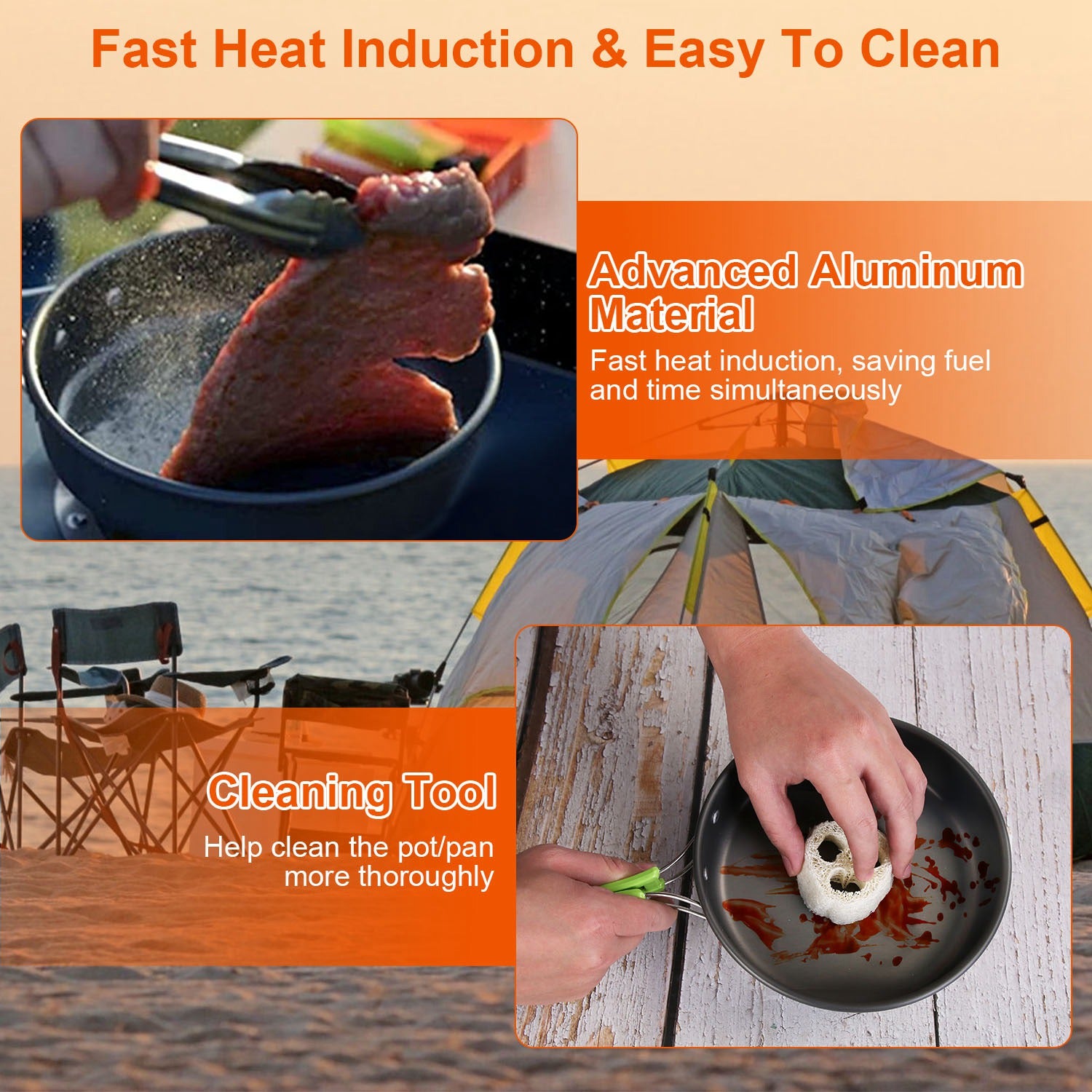 16Pcs Camping Cookware Set Portable Outdoor Cooking Kit Hiking Gear