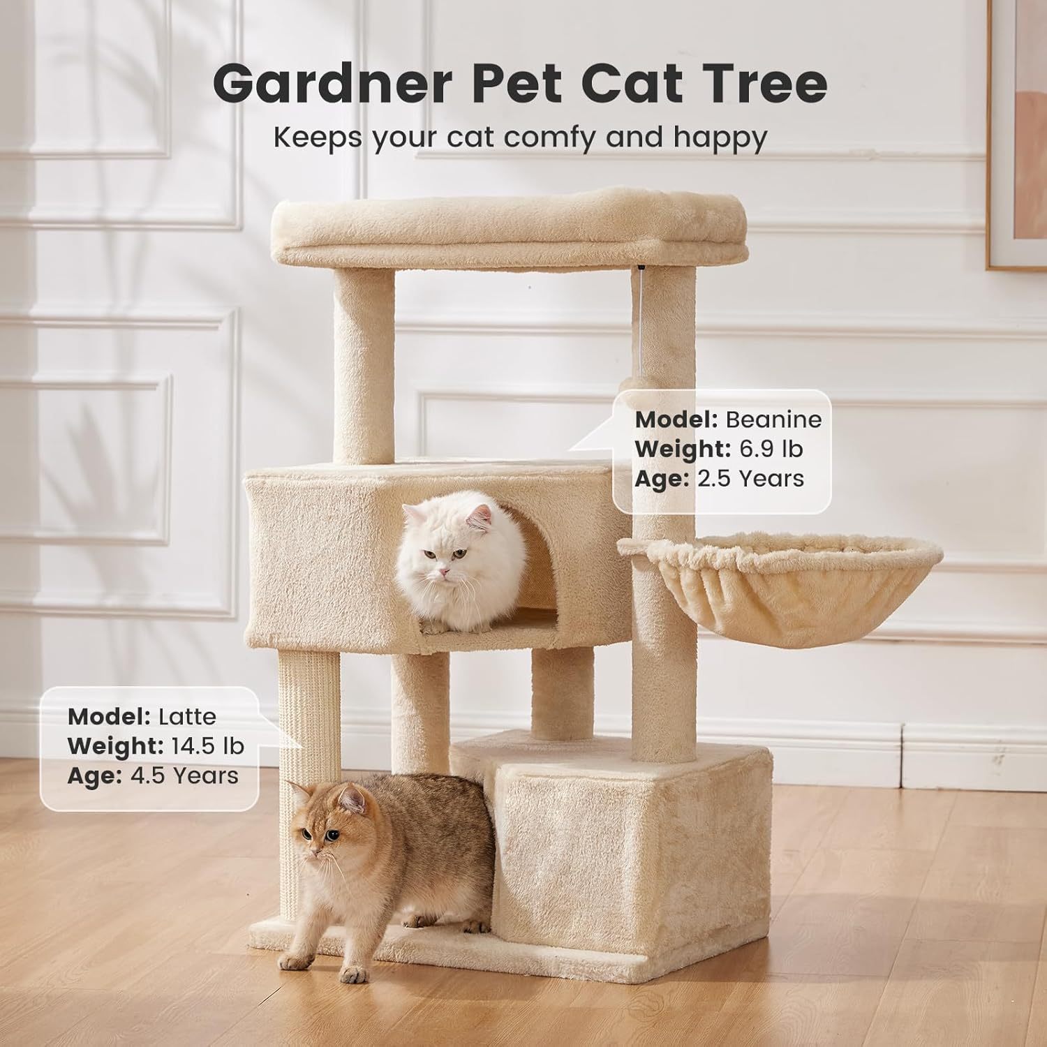 Premium Large Cat Tree Heavy Duty Tower with Scratch Post Perch