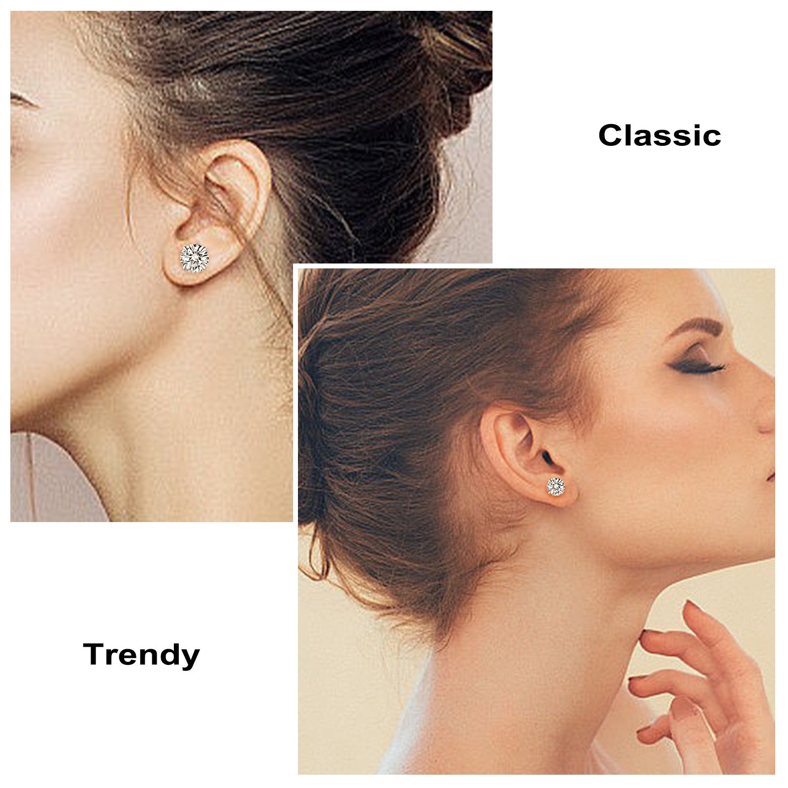 Luxury Titanium Steel Stud Earrings Set 6Pairs Butterfly Back