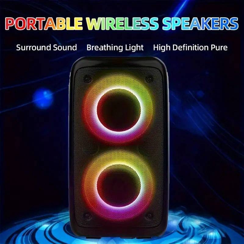 Portable Bluetooth Boombox Speaker with Disco Lights Mic Subwoofer