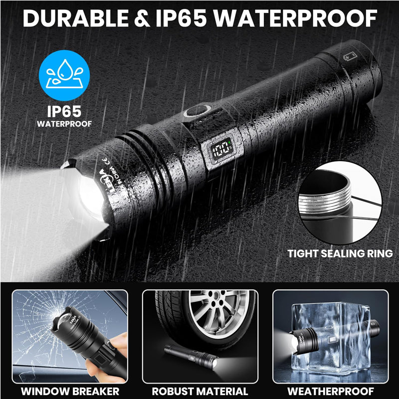Ultra Powerful Rechargeable Flashlight 50000LM Zoom Waterproof