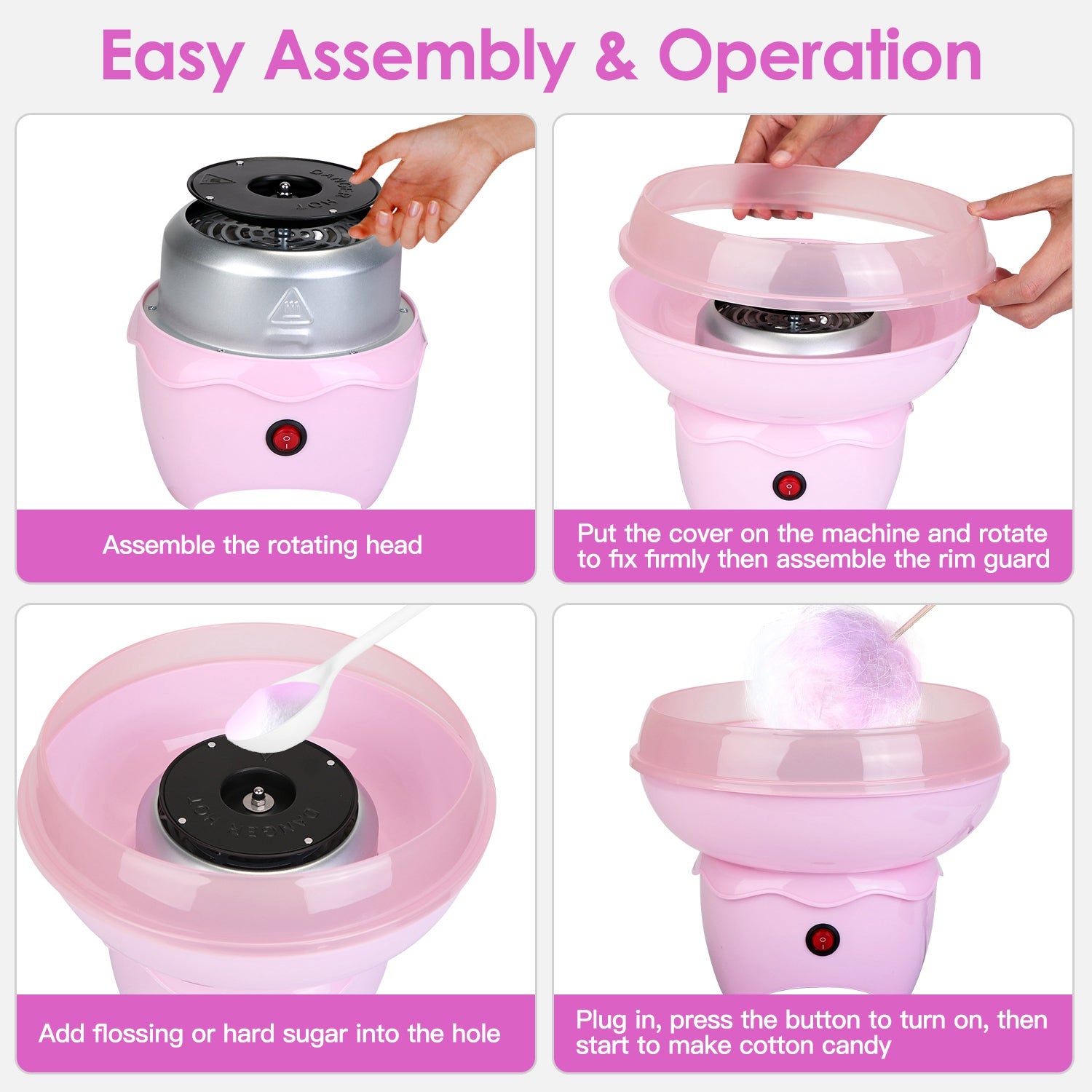 Portable Cotton Candy Maker Electric Candy Machine for Kids Fun