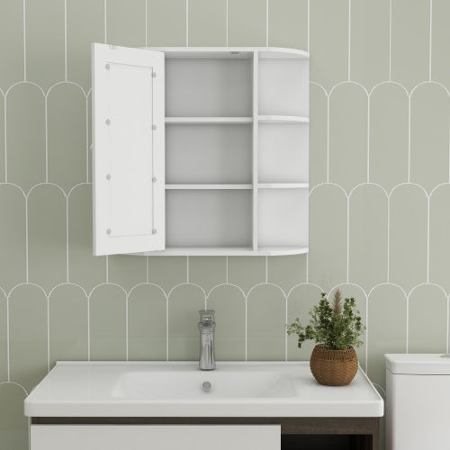 Wall Mounted Bathroom Mirror Cabinet with Shelves White