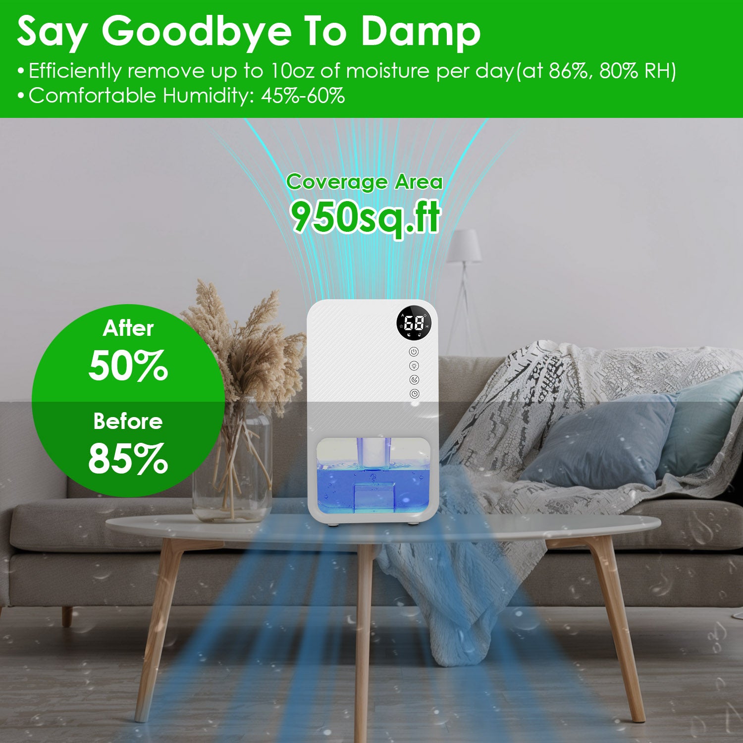 Powerful Portable Dehumidifier Quiet Smart Home Air Dryer