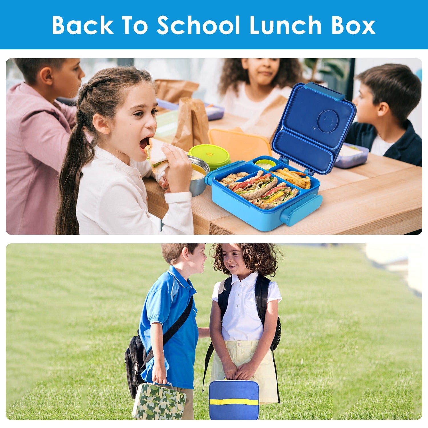 Kids Thermal Lunch Box with Bag 2 Compartments Set