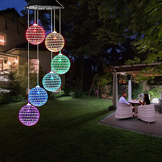 Color Changing Solar Wind Chimes LED Hanging Garden Decor
