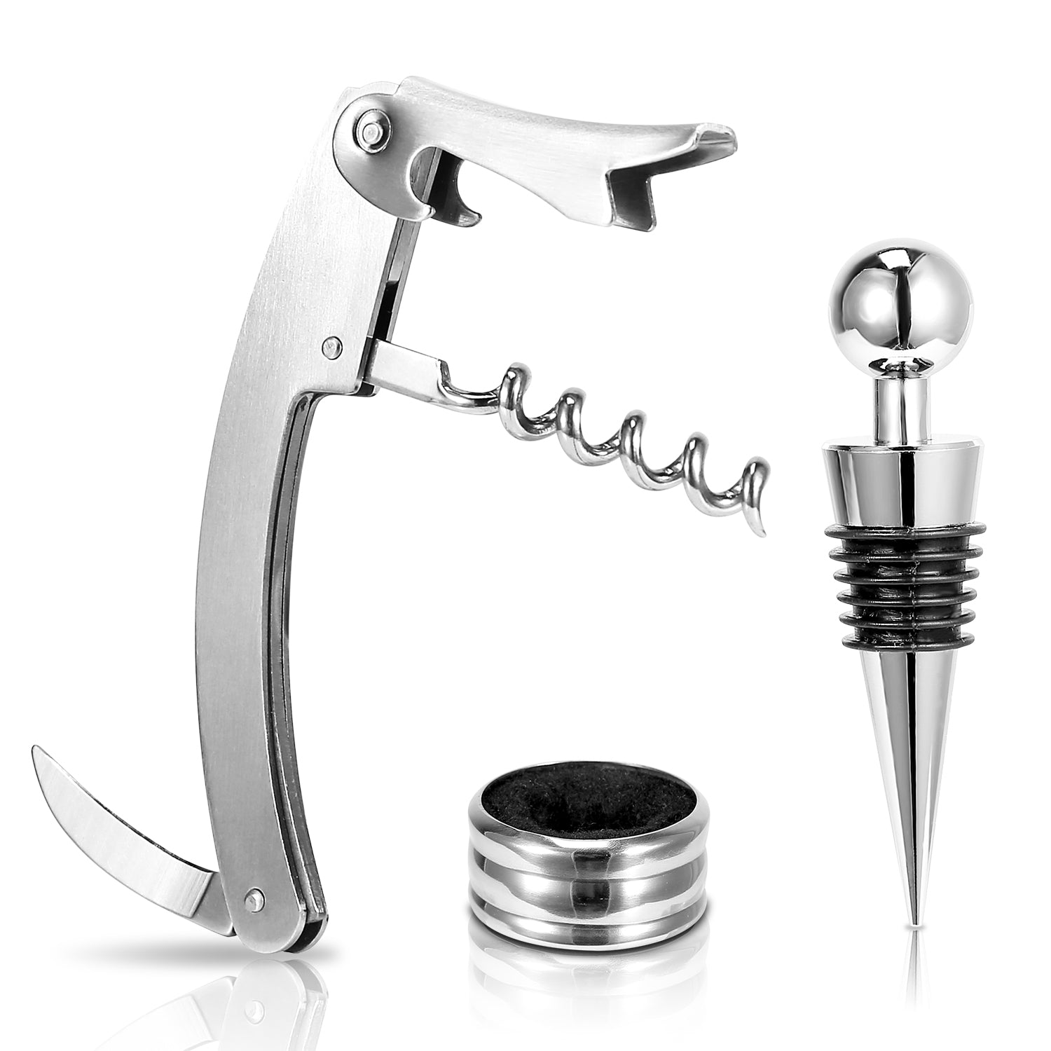 3PCS Wine Opener Set Corkscrew, Foil Cutter & Stopper Kit