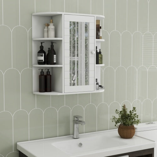 Wall Mounted Bathroom Mirror Cabinet with Shelves White