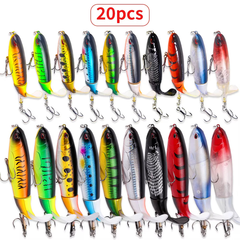 20pcs Topwater Popper Fishing Lures Set with 3D Eyes