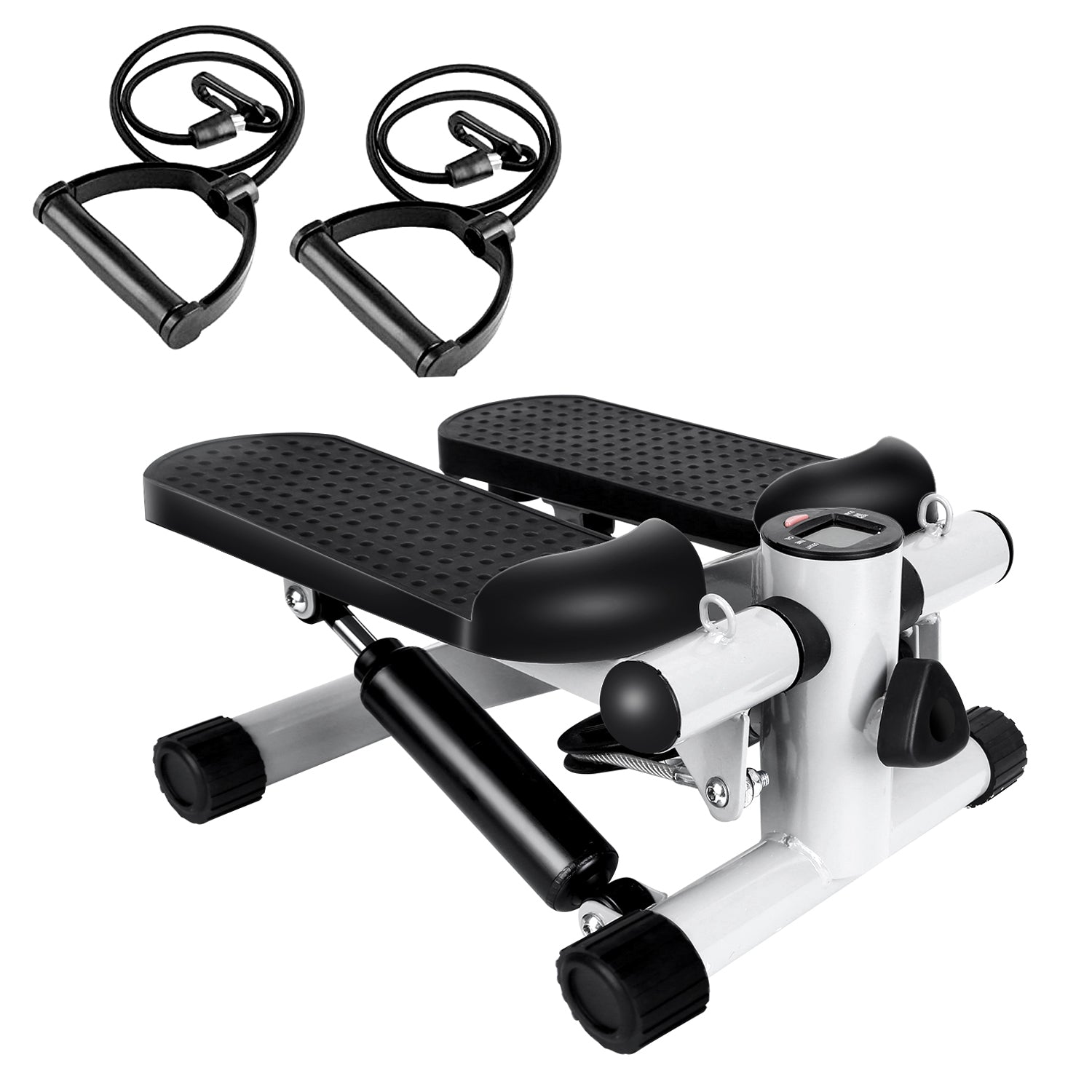 330.7lbs Capacity Mini Fitness Stepper with Resistance Bands LCD Monitor Stair Stepper