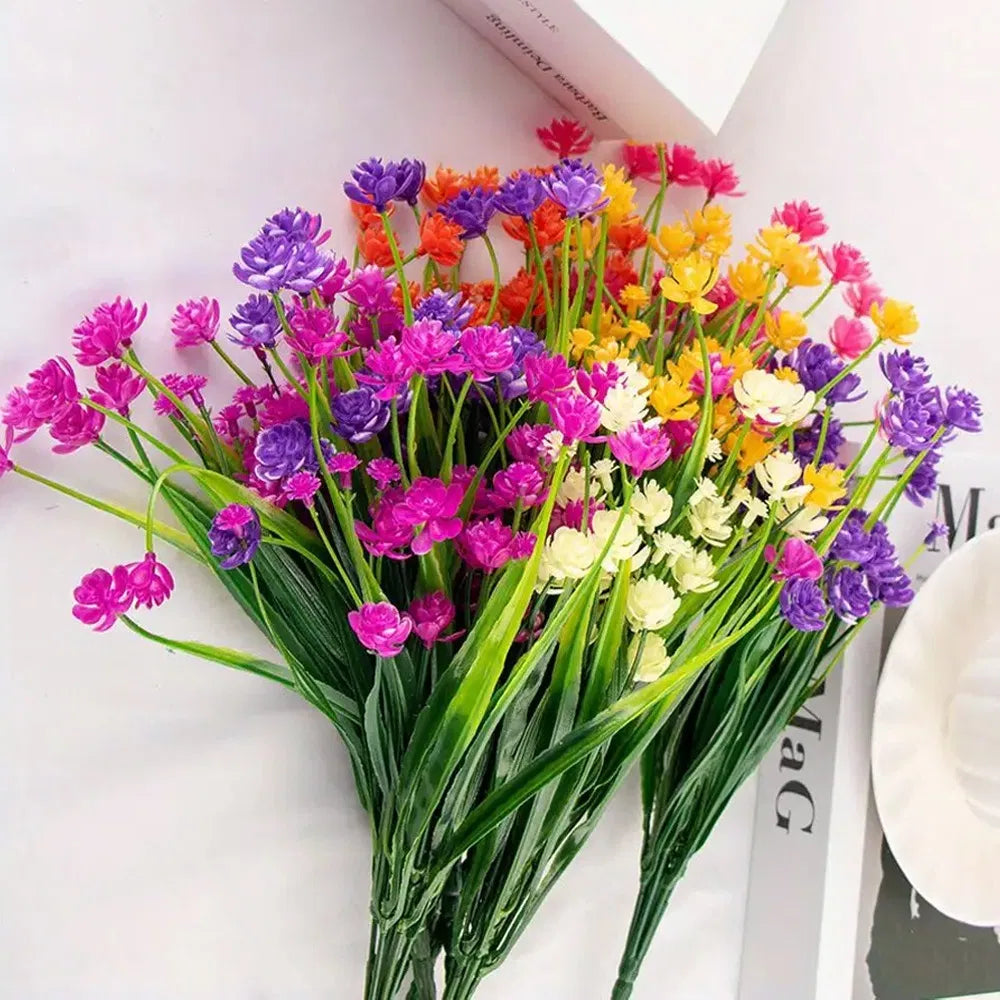 UV Resistant Artificial Flowers Lush Outdoor Faux Plant Bundle
