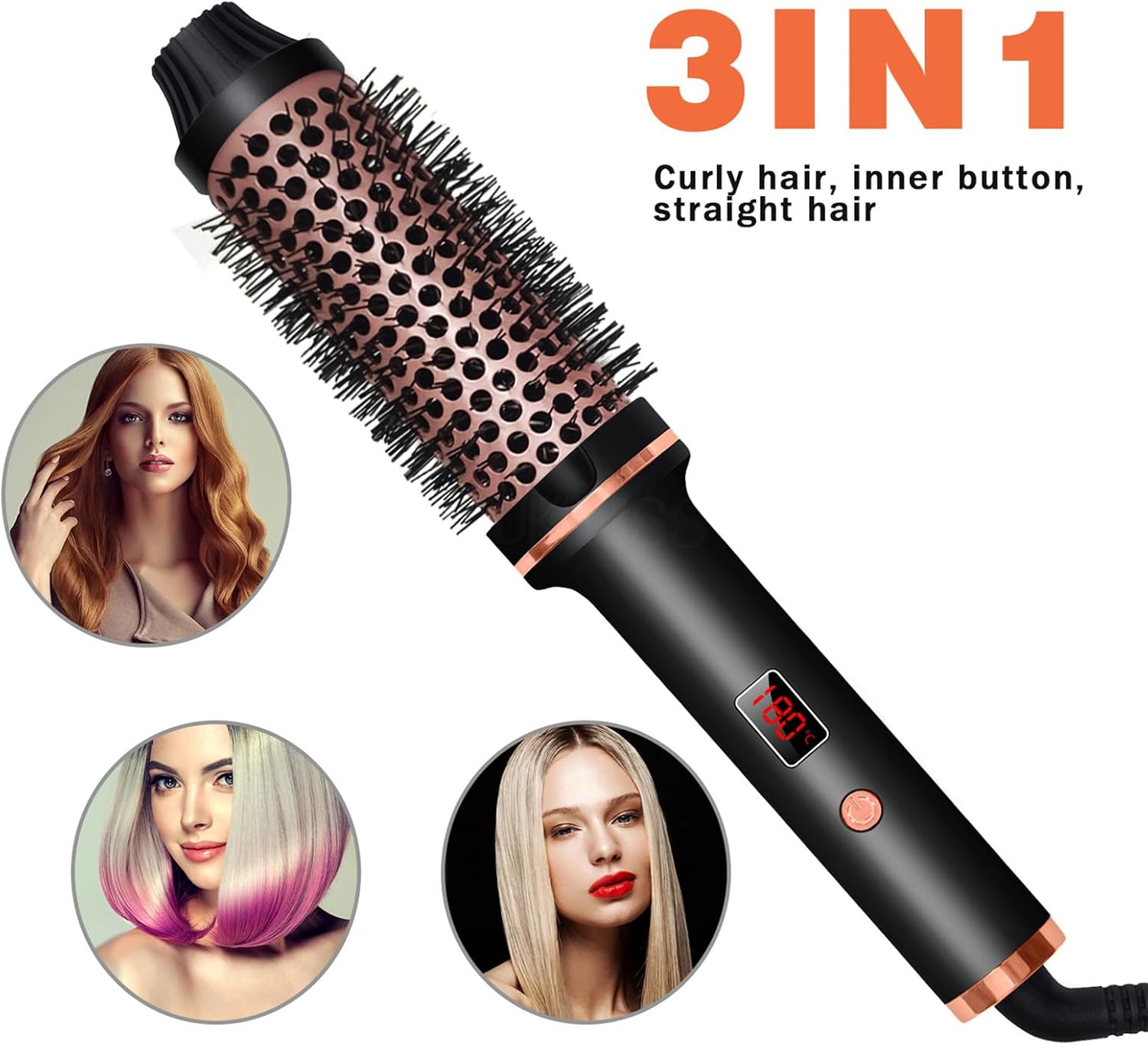 Professional Thermal Brush Curling Iron for Volume & Smooth Hair