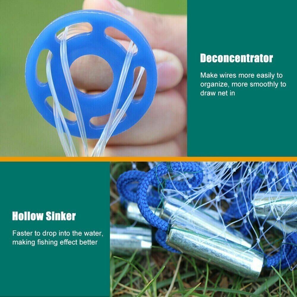 Fishing Cast Net Easy Throw Strong Nylon Mesh Bait Net