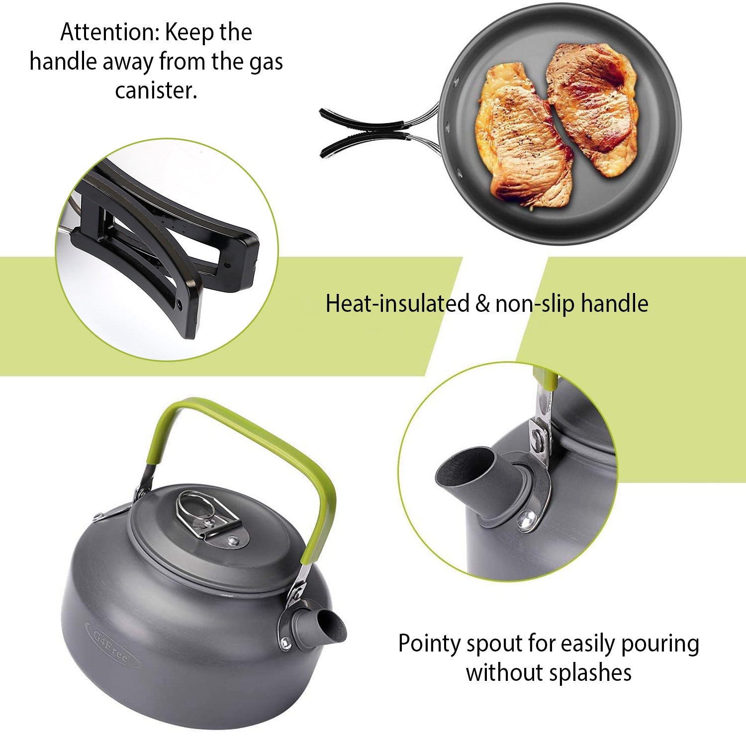 12Pcs Camping Cookware Set Aluminum Pot Pan Kettle Outdoor Kit