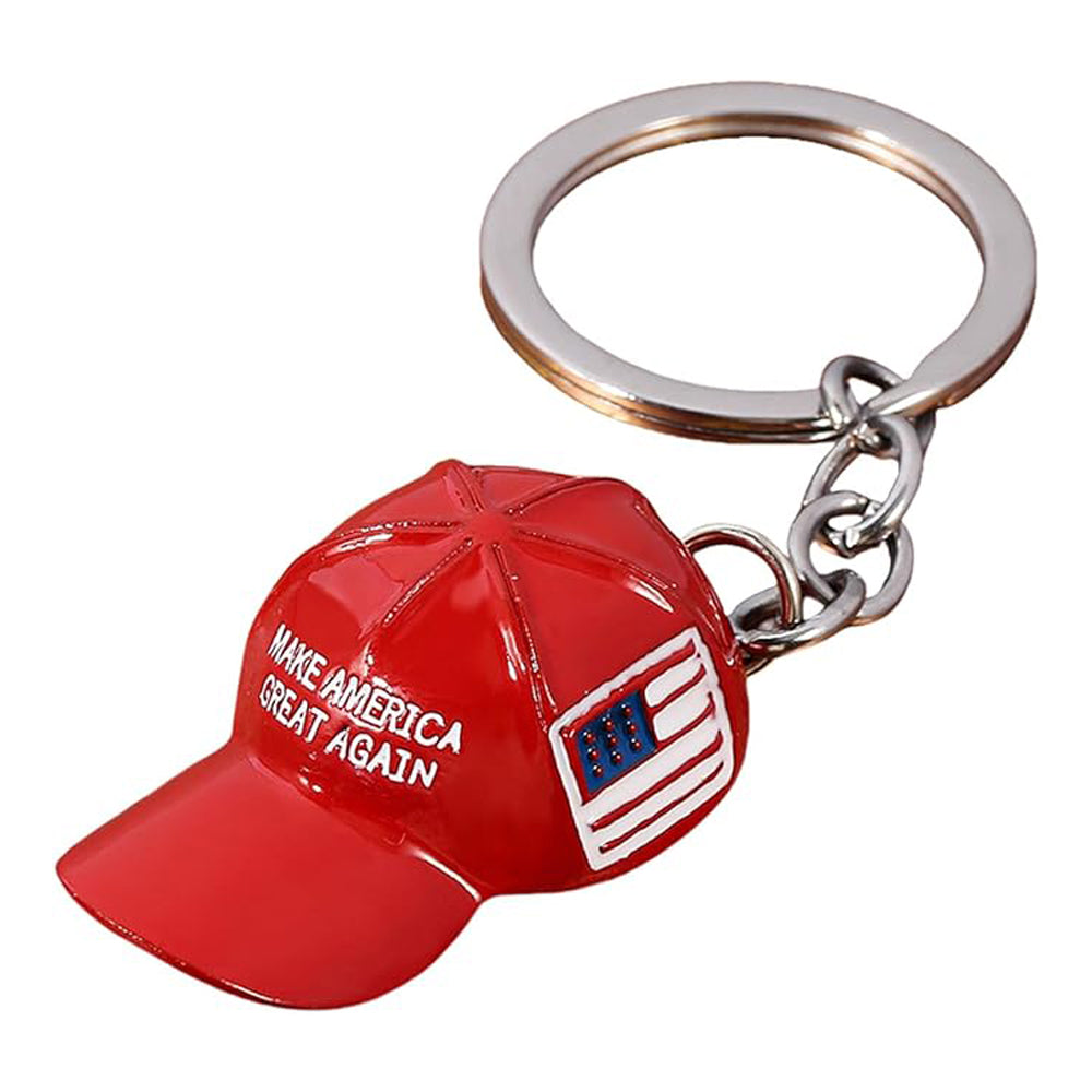 Stylish Red Cap Keychain Set 6Pc Hat Pendant Fashion Accessory