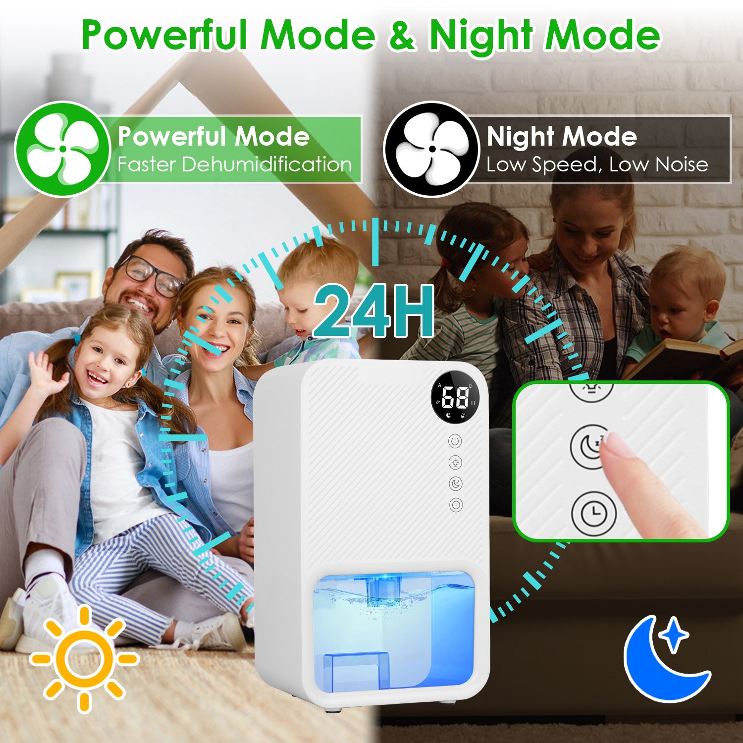 Powerful Portable Dehumidifier Quiet Smart Home Air Dryer